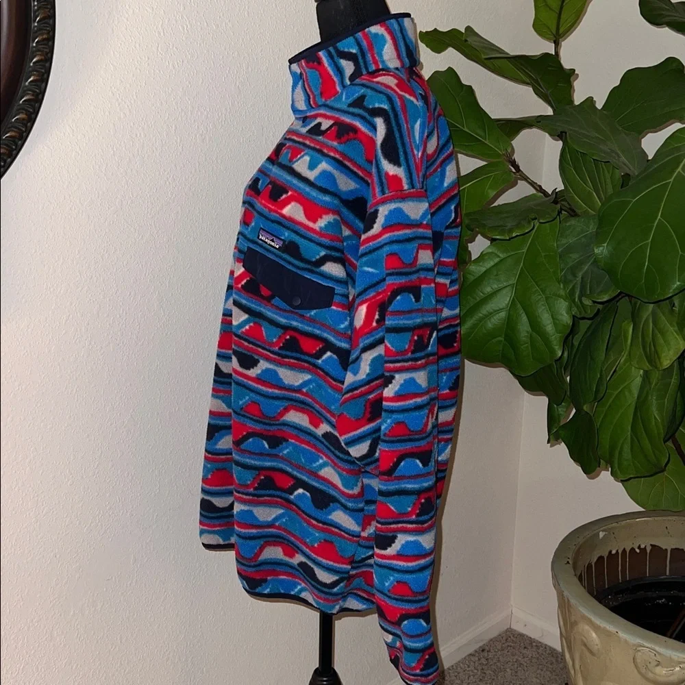 Patagonia Men’s Synchilla Snap-T Pullover Delta Wave Navy Blue Red White XXL
